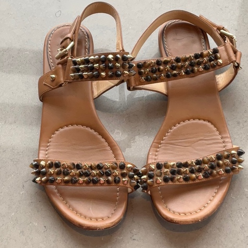 Christan Loubitan sandals with brown and gold studs. Worn with love.
